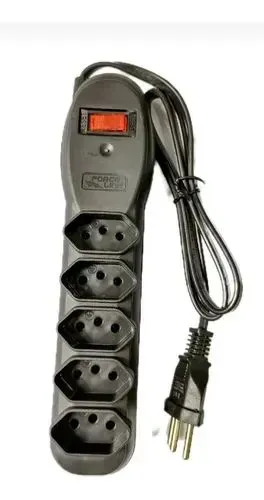 Filtro De Linha 5 Tomadas Slim Bivolt 10a Force Line - Preto 127V/220V