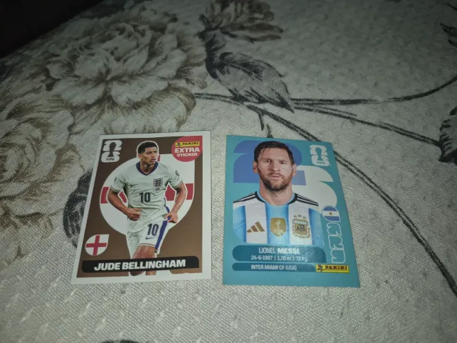 Figurinhas Copa do Mundo 2026 Panini Raras - Jude Bellingham Extra + Lionel Messi