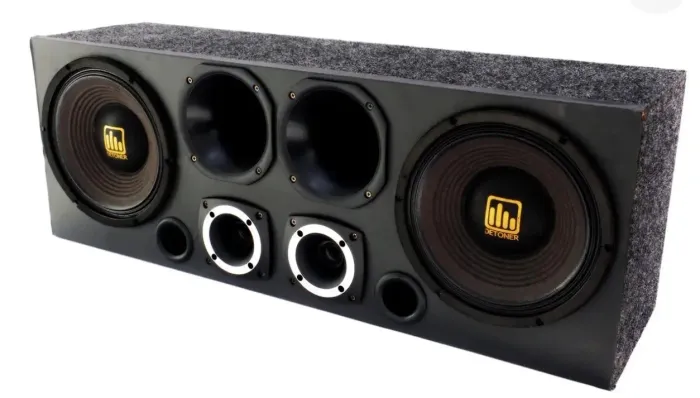 caixa automotiva com 2 subwoofers Detoner New
