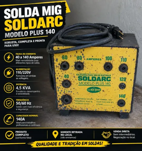 Máquina de Solda Soldarc Plus 140 - 110/220V - Completa