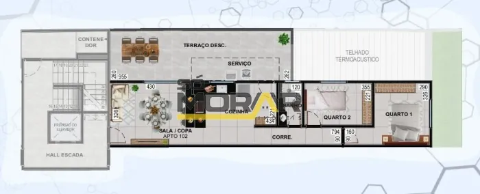APARTAMENTO COM ÁREA PRIVATIVA, 2 QUARTO E 1 VAGA DE GARAGEM NO BAIRRO TUPI - BELO HORIZON