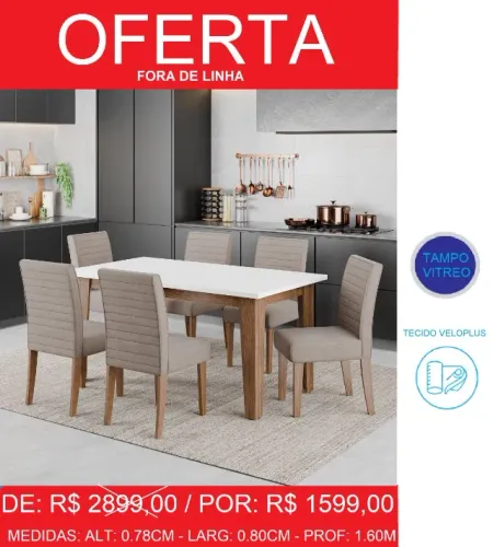 Mesa completa oferta - compre hoje e receba em até 72 horas 