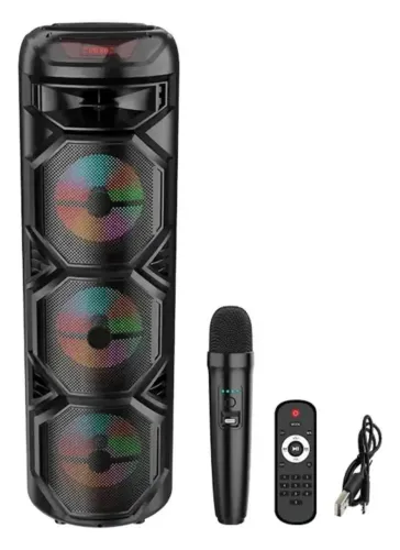 Caixa de Som Grande Bluetooth C/ Microfone e Controle 