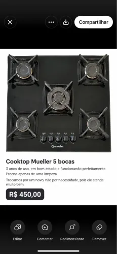 FOGÃO COOKTOP