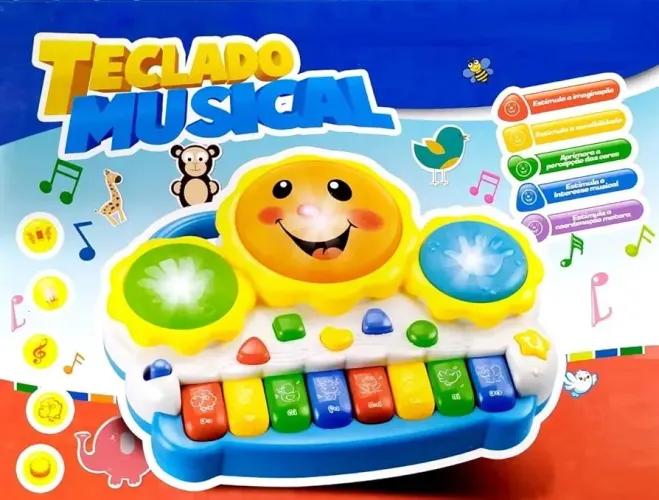 Pianinho Bebê Teclado Tambor Sol Musical Interativo<br>