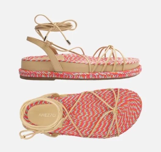 Sandálias flatform nude Arezzo 36
