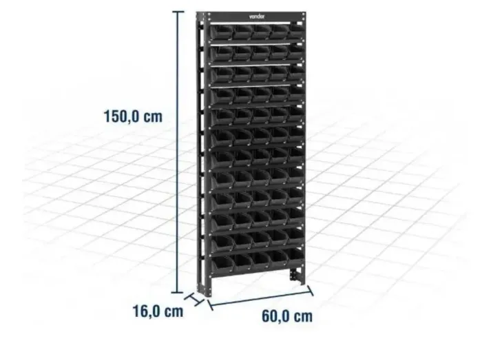01 Estante Metálica C/ 60 Gavetas N°3 Vonder