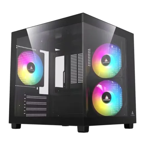 Gabinete aquário gamer mini tower com 3 fins. Novo na caixa!