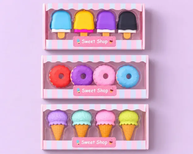 Kit 12 borrachas kawaii em formato de doces