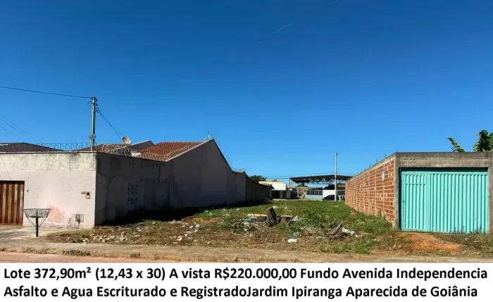 Leia a descrição: Lote 372,90m² (Fundo Avenida Independencia) Jardim Ipiranga