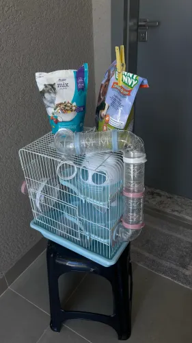 Casinha de hamister + ração e mix 