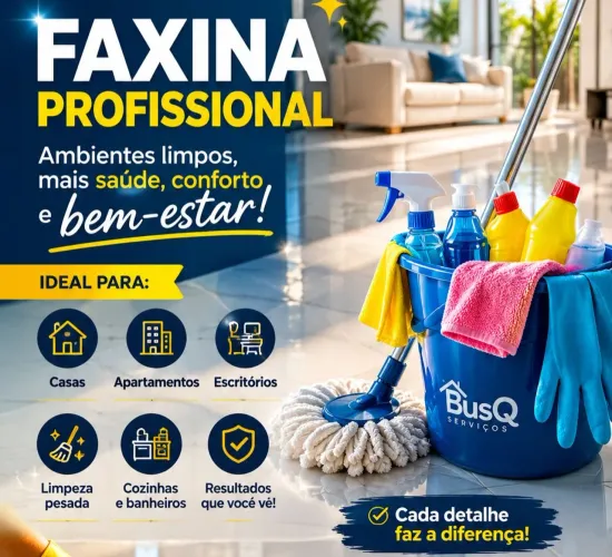 Faxina - Diárista - Serviço de Limpeza - Arrumação - Serviço Doméstico - Higienização