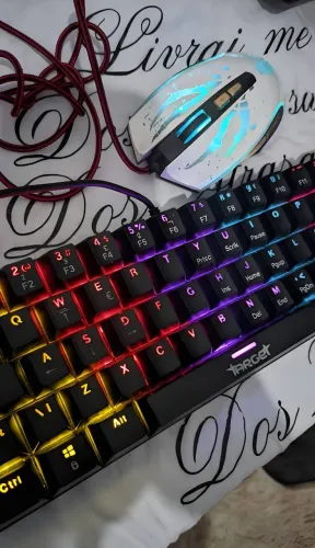 KIT GAMER PROFISSIONAL - Teclado Mecânico Target 22 LEDs + Mouse Gamer X-Zhang 7200 DPI