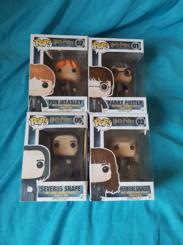 Funko Pop - Harry Potter, Hermione, Ron e Snape (Ler Descrição: óculos do Harry)