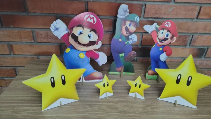 Kit festa Super Mario displays de mdf