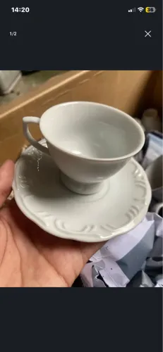 Jogo de xícara porcelana branca