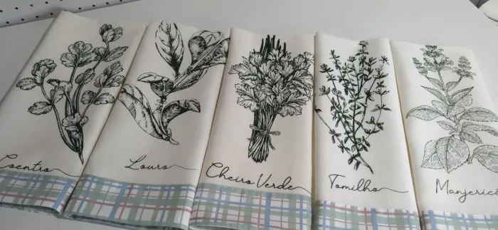Panos de prato tema "Temperos"