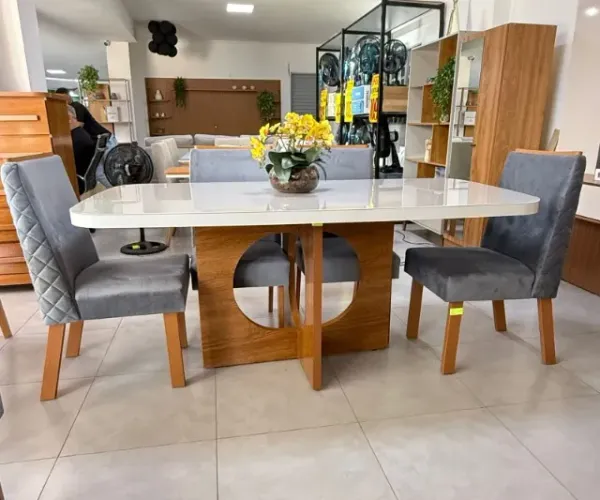 CONJUNTO MESA BOM PASTOR LUXURY COM 6 CADEIRAS ALANA 180x90m -FAZEMOS ENTREGA!
