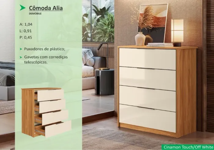 Cômoda Alia 4 gavetas