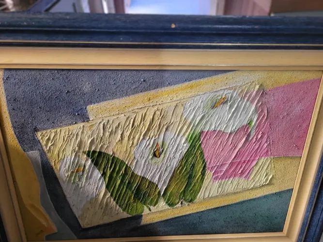 quadro copo de leite pintado tinta óleo 