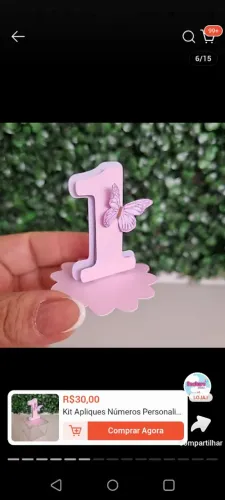 Aplique 3D para aniversário Jardim das borboletas