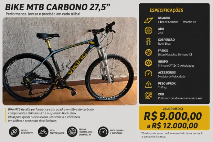 Bike MTB VikingX Carbono 27,5" - Shimano XT + RockShox