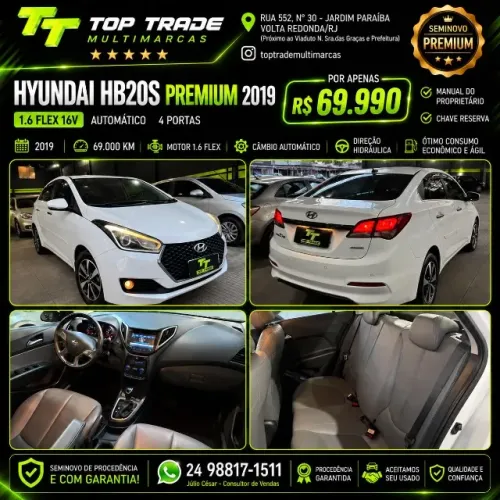 Hyundai HB20S Premium 1.6 Flex 16V Aut. 4P 2019