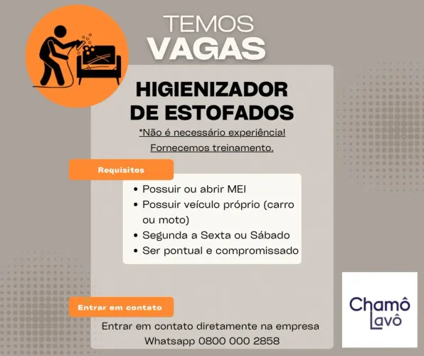Emprego - Higienizador de Estofados