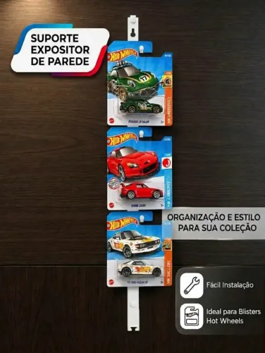 Suporte de Parede para Blister Miniatura Escala 1:64 Mainline - Suporte Expositor Hot Whee