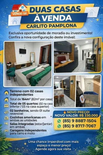 Duplex a venda no Carlito Pamplona. Duas casas independentes.