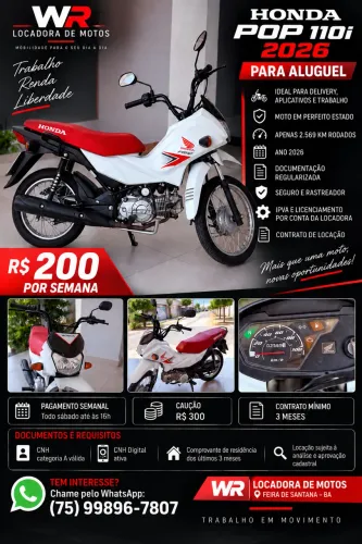 Honda Pop 110i 2026 para Aluguel - R$ 200/Semana