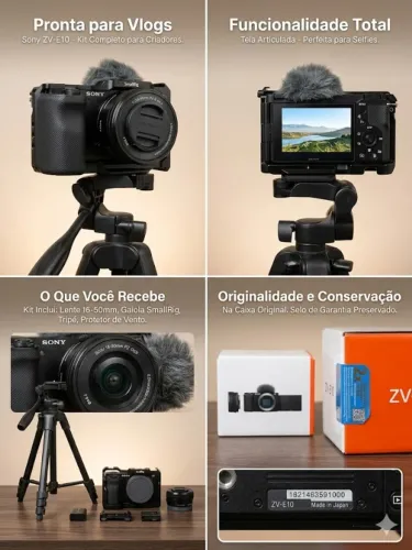 Sony ZV-E10 4K (Apenas 2.215 Cliques!) + Cage Smallrig + 4 Baterias + SD 128GB Extreme Pro