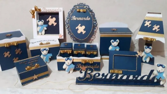 Kit Higiene Bebê Coleção "Aviador Baby" 17 peças