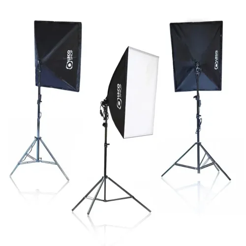 Softbox Leco Shop Completo + Tripé 2m + 4 Lâmpadas LED