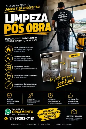 Limpeza Pós-Obra Profissional | Casas, Apartamentos e Empresas
