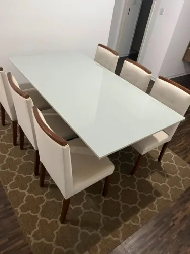 Mesa de Jantar MDF com tampo de vidro
