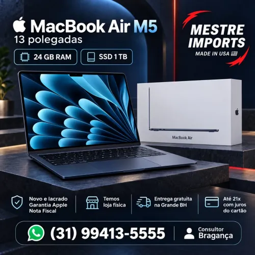 MacBook Air M5 13 24GB RAM SSD 1TB Lacrado Nota Fiscal