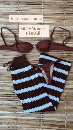Kit biquíni e calça tricô 