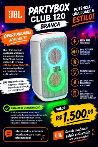 JBL PARTYBOX CLUB 120 BRANCA
