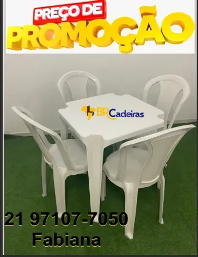 Mesa e cadeiras para jardim plastico