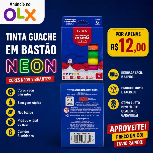TINTA GUACHE em BASTÃO NEON