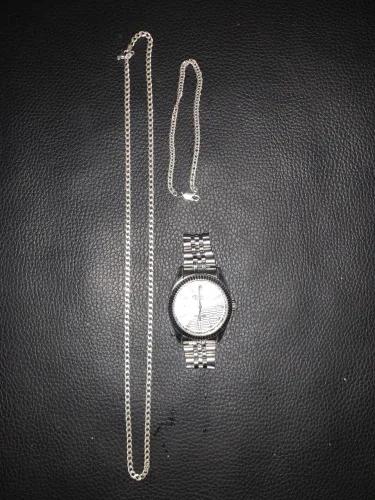 Corrente e pulseira de prata 925 e relógio