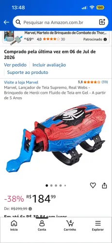 Lança teia do homem aranha