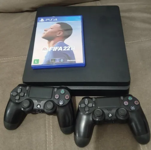 Play Station 4 Slim 500 GB 2 controles + Jogos