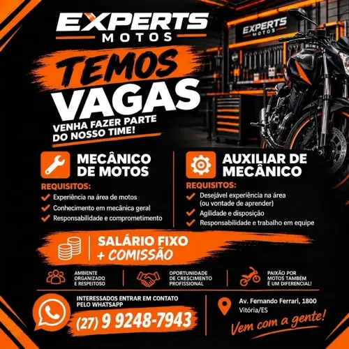 Vaga para mecânico e auxiliar de mecânico