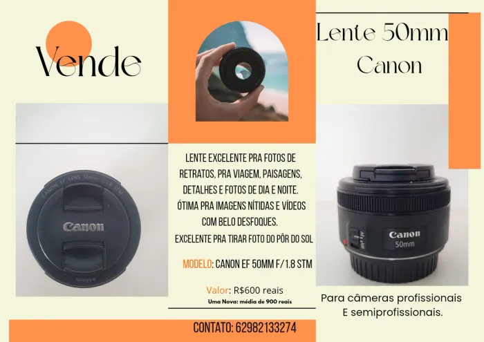 Lente para câmera profissional