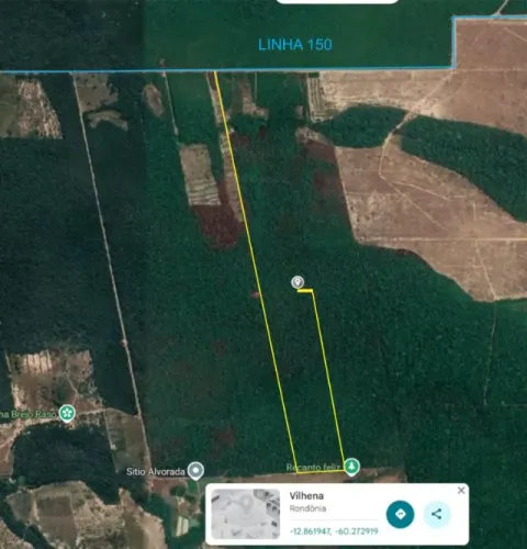 Lote 50x130 Gleba Corumbiaria Linha 150 Vilhena RO