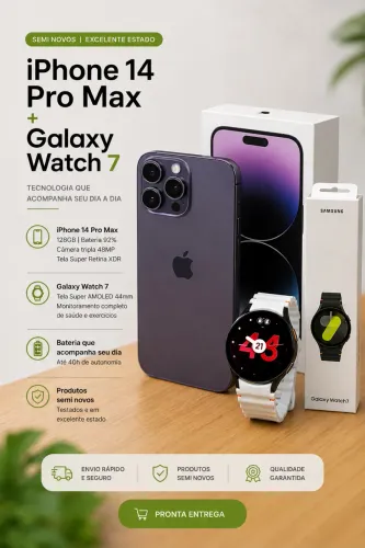 IPHONE 14 PRO MAX + GALAXY WATCH 7 (apenas caixa do relógio)