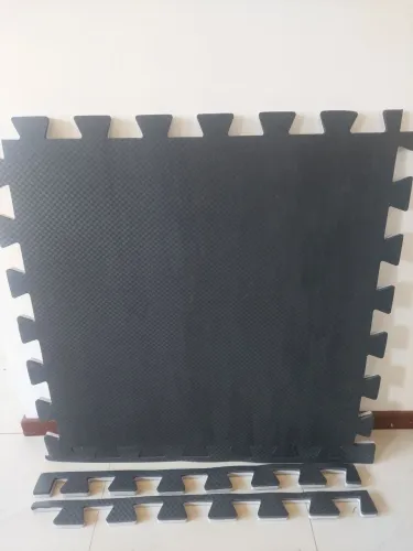 Tatame 1x1m 20mm, preto/cinza, kit com 12 peças,  ótimo estado