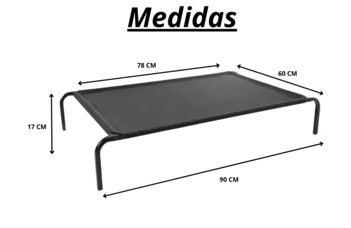 Cama Suspensa Pet Elevada Tamanho M Cachorro Gato Cor Preto